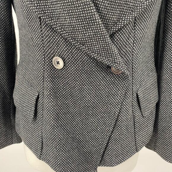 Victor Alfaro Wool Blend Blazer Jacket Double Breasted Oversized Collar Gray 8 - Picture 4 of 9